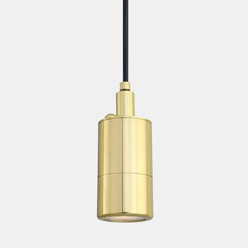ENNIS BRASS Cylindrical Bathroom Spot Pendant Ceiling Light - IP44 in Polished Brass