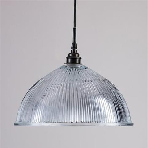 PRISMATIC GLASS Dome Bathroom Pendant Ceiling Light - Medium in Black