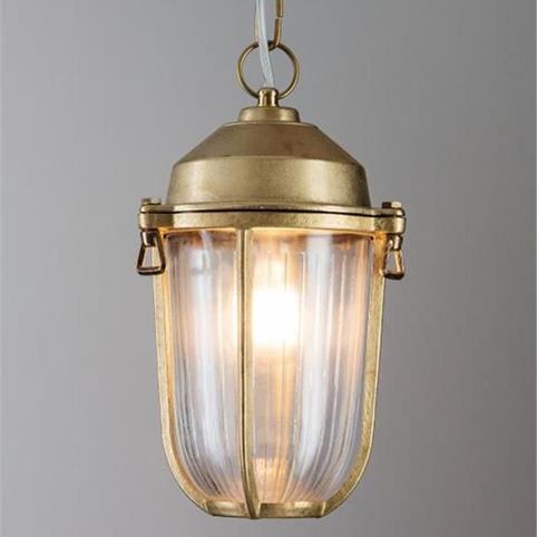 LARGE NAUTICAL Solid Bathroom or Outdoor Pendant Light in Brass