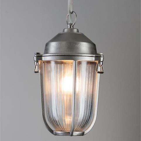 LARGE NAUTICAL Solid Bathroom or Outdoor Pendant Light in Nickel
