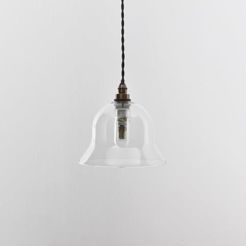 BODIUM BATHROOM Clear Glass Pendant Light - Small in Antique Brass