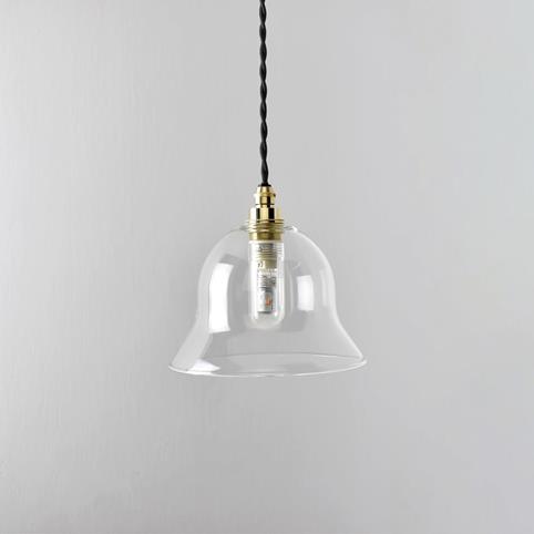 BODIUM BATHROOM Clear Glass Pendant Light - Small in Polished Brass