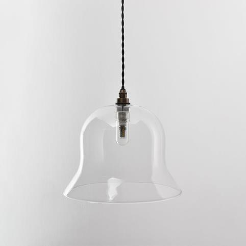 BODIUM BATHROOM Clear Glass Pendant Light - Large in Antique Brass
