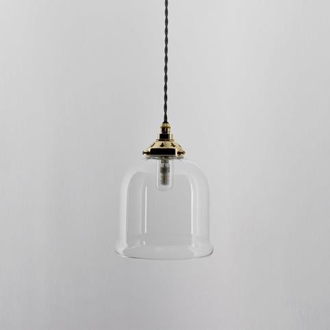 HYTHE BATHROOM Clear Glass Pendant Light - Small in Polished Brass