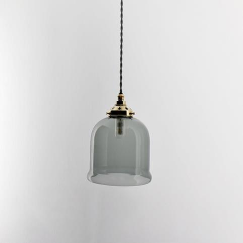 HYTHE BATHROOM Smoked Glass Pendant Light - Small in Polished Brass
