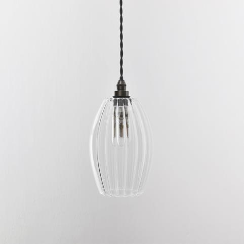 CAMBER BATHROOM Ribbed Glass Pendant Light - Small in Bronze