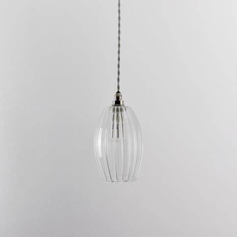 CAMBER BATHROOM Ribbed Glass Pendant Light - Small in Nickel