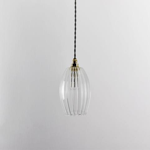 CAMBER BATHROOM Ribbed Glass Pendant Light - Small in Polished Brass