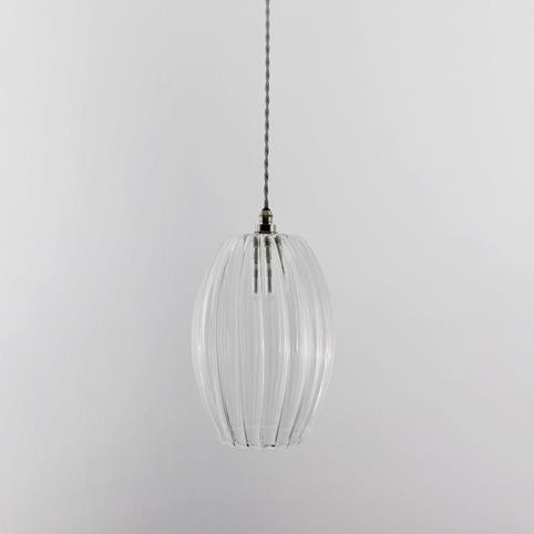 CAMBER BATHROOM Ribbed Glass Pendant Light - Large in Nickel
