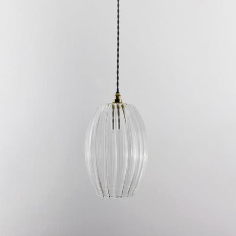 CAMBER BATHROOM Ribbed Glass Pendant Light - Large in Polished Brass