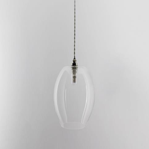 CAMBER BATHROOM Clear Glass Pendant Light - Large in Nickel