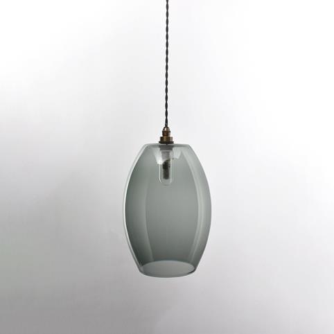 CAMBER BATHROOM Smoked Glass Pendant Light - Large in Antique Brass