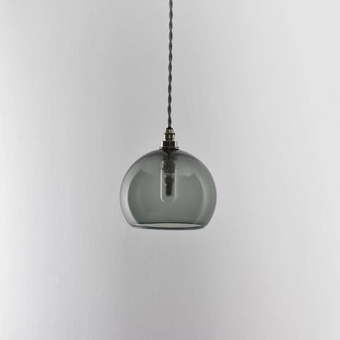 SOHO BATHROOM Smoked Glass Globe Pendant light - Small in Nickel