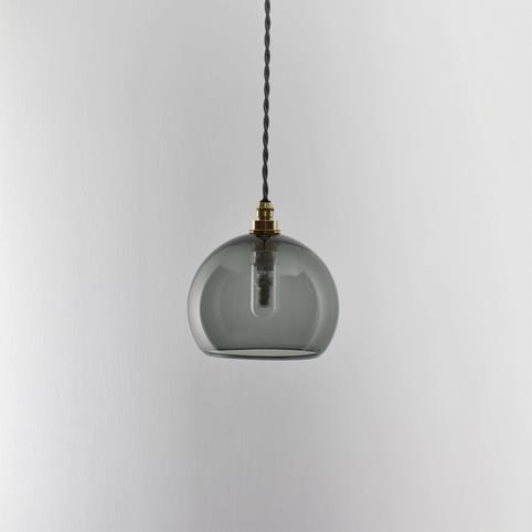 SOHO BATHROOM Smoked Glass Globe Pendant light - Small in Polished Brass