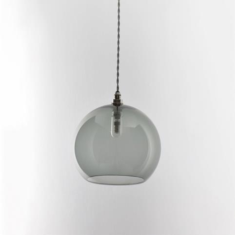 SOHO BATHROOM Smoked Glass Globe Pendant light - Large in Nickel
