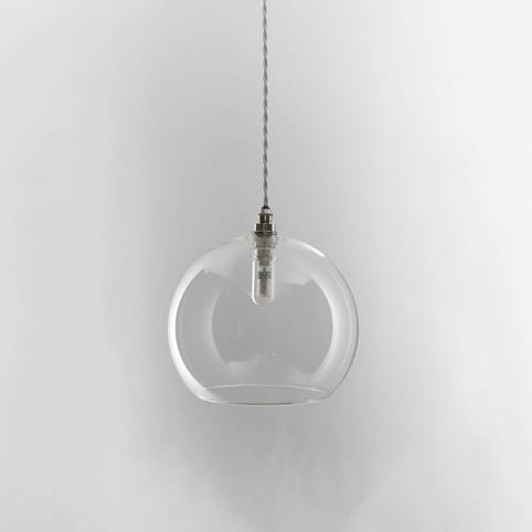 SOHO BATHROOM Clear Glass Globe Pendant light - Large in Polished Brass