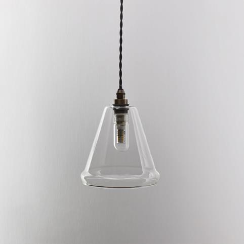 RYE BATHROOM Clear Glass Pendant light - Small in Antique Brass