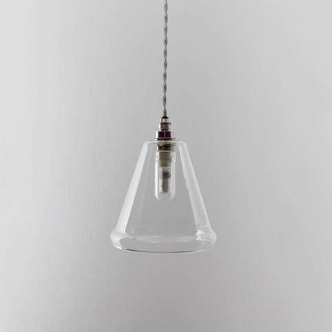 RYE BATHROOM Clear Glass Pendant light - Small in Nickel