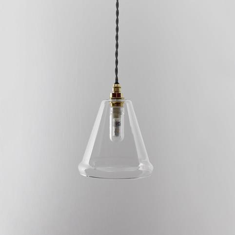 RYE BATHROOM Clear Glass Pendant light - Small in Polished Brass