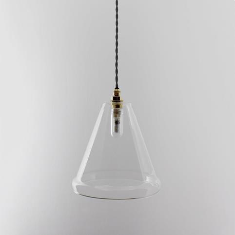 RYE BATHROOM Clear Glass Pendant light - Medium in Polished Brass