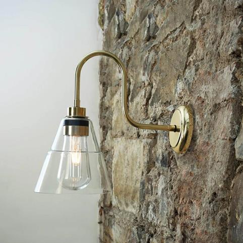 HARTLEY BATHROOM Wall Light - Swan Neck in Polished Brass