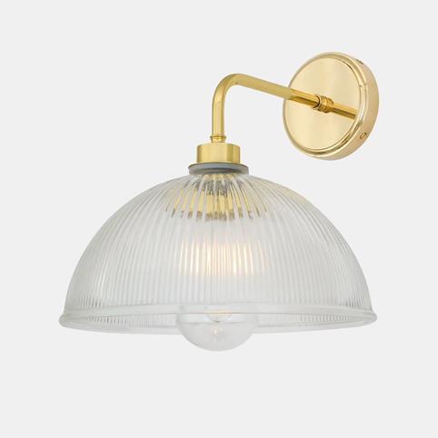 SOL PRISMATIC Glass Dome Bathroom Wall Light - Straight Arm in Polished Brass