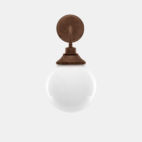 LAGUNA OPAL Glass Globe Bathroom Wall Light - 20cm in Antique Brass