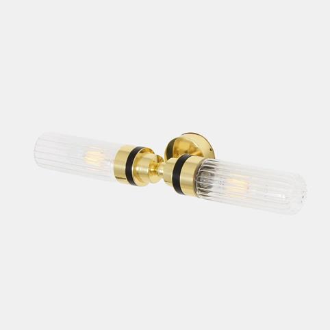 SEVERN REEDED Glass Bathroom Wall Light in Polished Brass