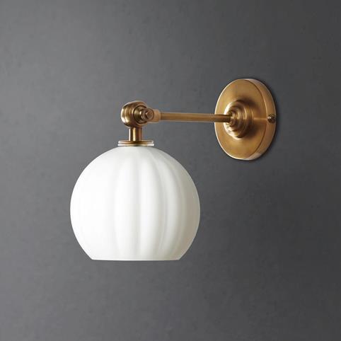 PUMPKIN OPAL BATHROOM Wall Light - Small by Pooky in Antique Brass