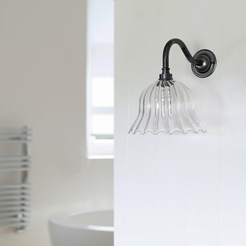 BODIUM BATHROOM Ribbed Glass Wall Light - Small in Bronze