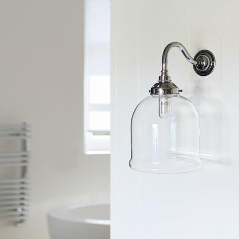 HYTHE BATHROOM Clear Glass Wall Light - Small in Nickel