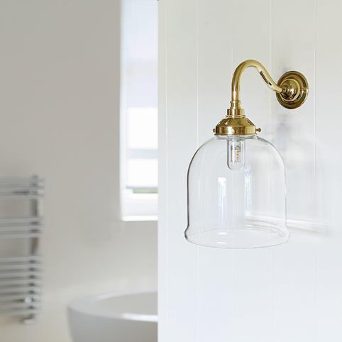HYTHE BATHROOM Clear Glass Wall Light - Small in Polished Brass