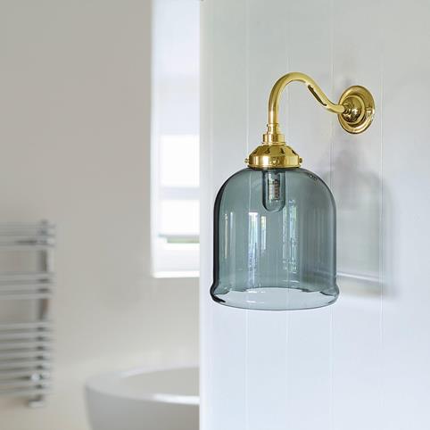 HYTHE BATHROOM Smoked Glass Wall Light - Small in Polished Brass