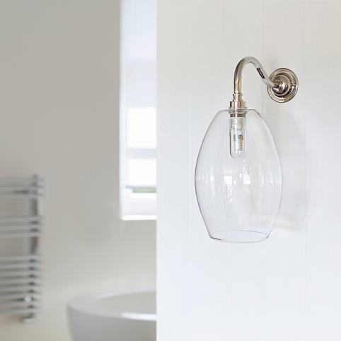 CAMBER BATHROOM Clear Glass Wall Light - Medium in Nickel