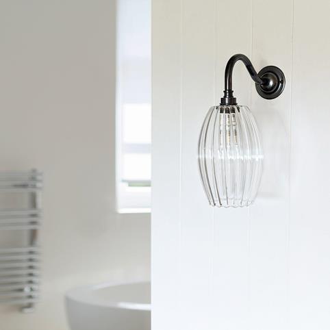 CAMBER BATHROOM Ribbed Glass Wall Light - Small in Bronze