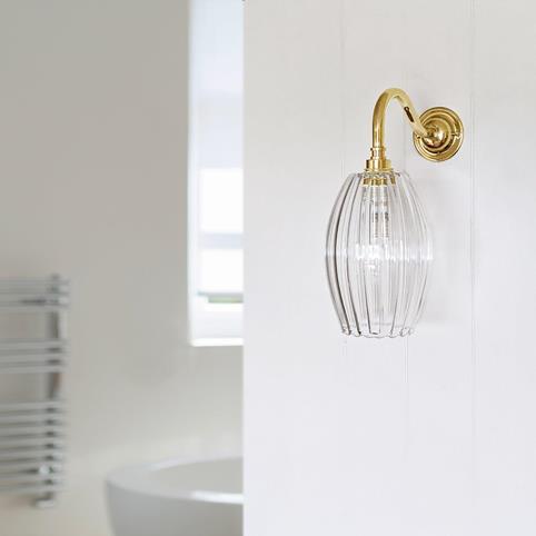 CAMBER BATHROOM Ribbed Glass Wall Light - Small in Polished Brass