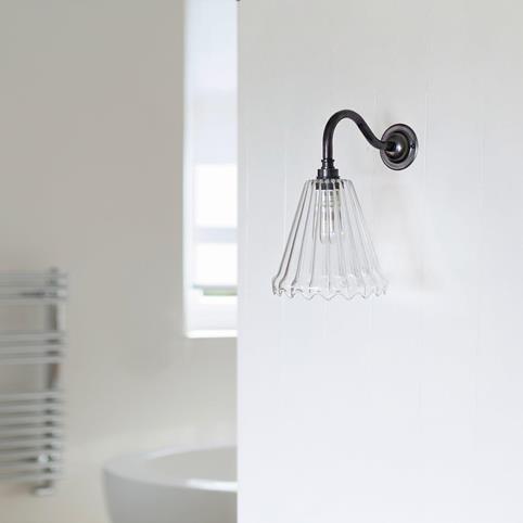 RYE BATHROOM Ribbed Glass Wall Light- Small in Bronze