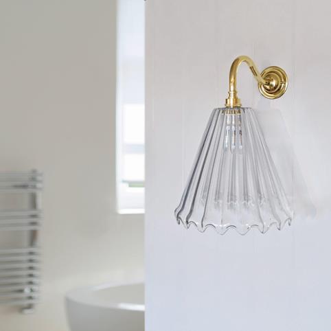 RYE BATHROOM Ribbed Glass Wall Light- Medium in Polished Brass
