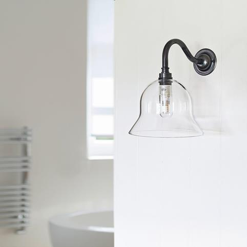 BODIUM BATHROOM Clear Glass Wall Light - Small in Bronze