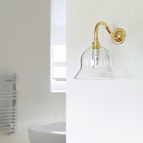 BODIUM BATHROOM Clear Glass Wall Light - Small in Polished Brass