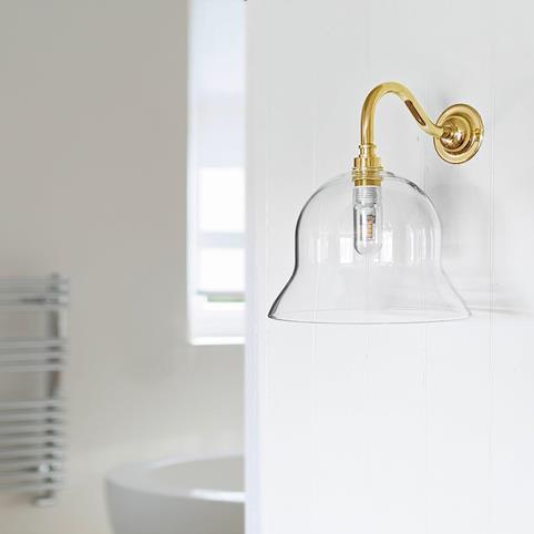 BODIUM BATHROOM Clear Glass Wall Light - Medium in Polished Brass