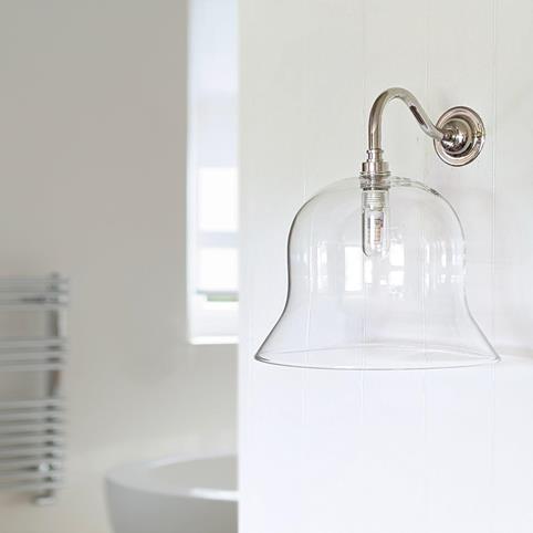 BODIUM BATHROOM Clear Glass Wall Light - Large in Nickel