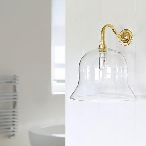 BODIUM BATHROOM Clear Glass Wall Light - Large in Polished Brass