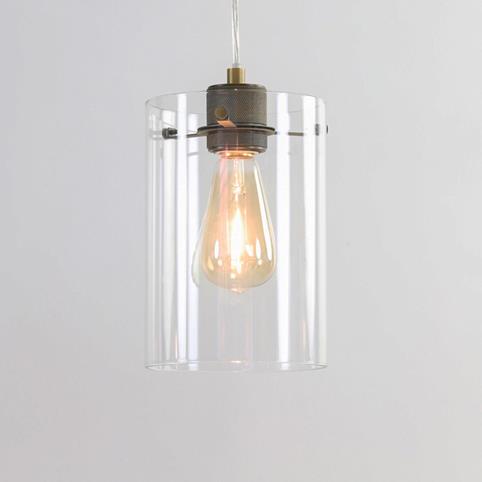 DUNSFORD CYLINDRICAL Pendant Light in Antique Brass