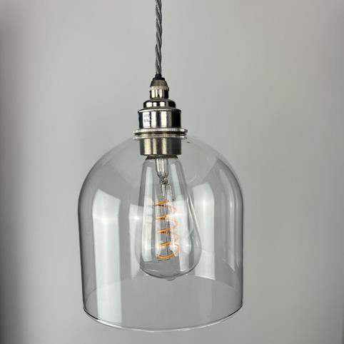 THE BAY SMALL Clear Glass shade in Nickel