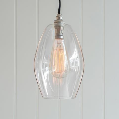 WONKY CAMBER CLEAR Glass Pendant Light- Medium in Nickel