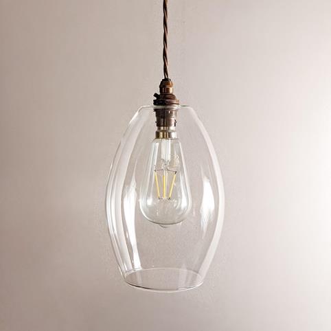 WONKY CAMBER CLEAR Glass Pendant Light- Medium in Antique Brass
