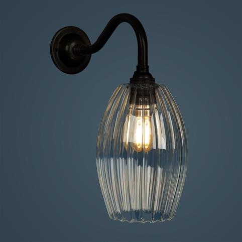 WONKY CAMBER RIBBED Glass Wall Light - Small in Bronze