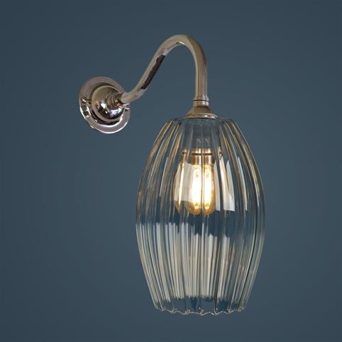 WONKY CAMBER RIBBED Glass Wall Light - Small in Nickel