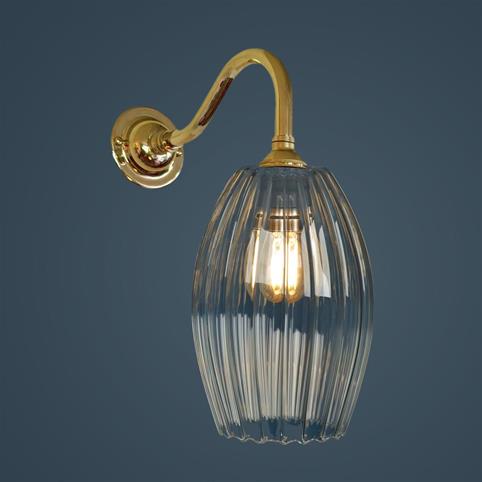 WONKY CAMBER RIBBED Glass Wall Light - Small in Polished Brass